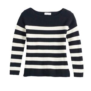 POPSUGAR Black and White Striped Crew Neck Sweater